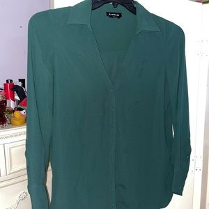 Green Bebe collared professional button down shirt